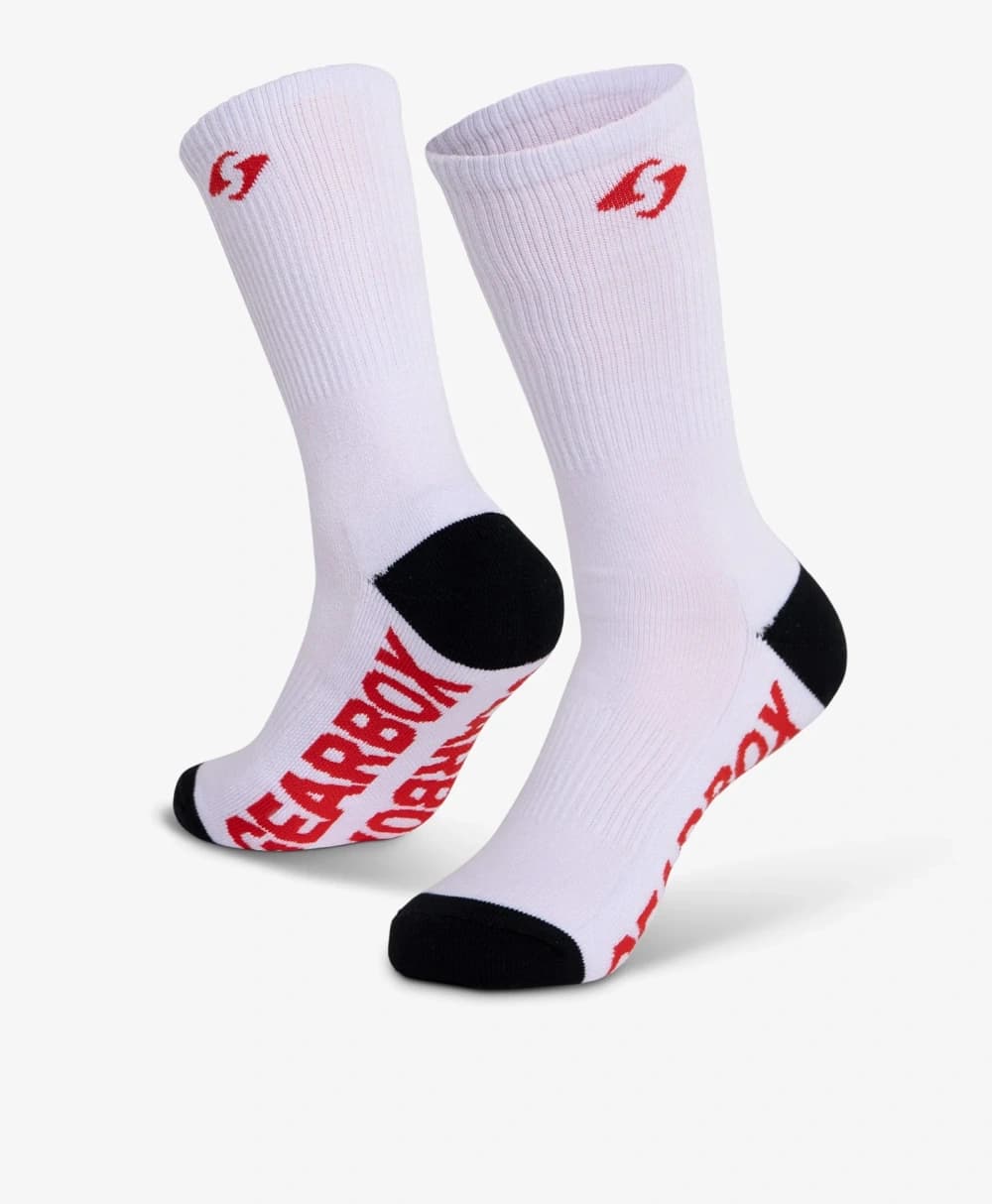 Tất Chơi Pickleball Phối Màu Trắng Đỏ - Gearbox Crew Socks