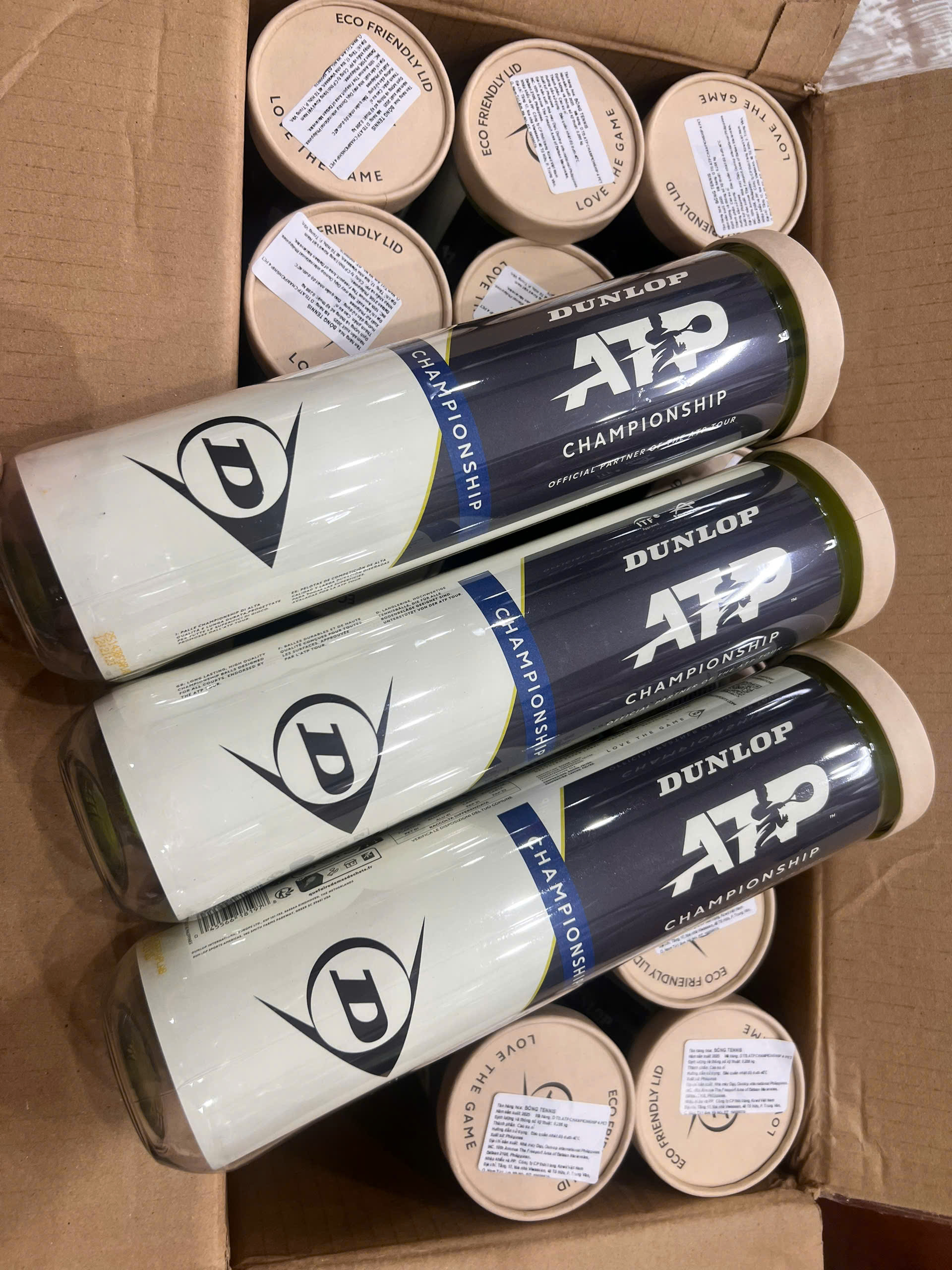 Thùng 18 Hộp Bóng Tennis Dunlop ATP Championship Năm 2025 | 601627 (4 quả/hộp)
