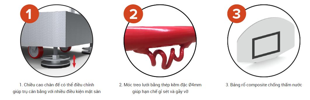 Trụ Bóng Rổ Hồ Bơi, Di Động Sodex Sport Mã Sản Phẩm S40235