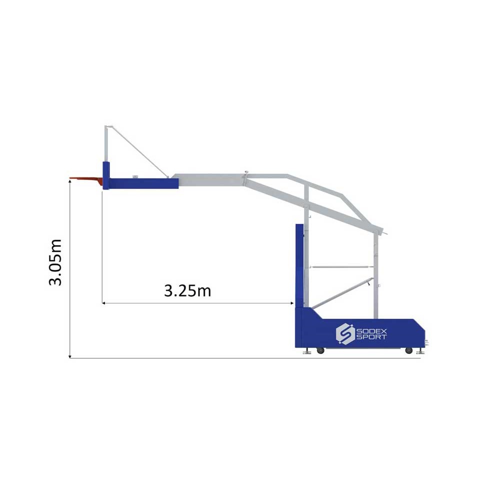 Trụ Bóng Rổ Thi Đấu Di Động Xếp Thép Mạ Kẽm, Tầm Vươn 3.25m Sodex Sport Mã Sản Phẩm S14650-CPT