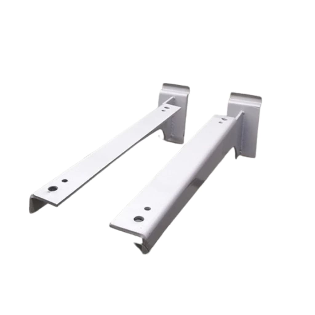 Trưng Bày Cửa Hàng Thể Thao Với Cặp Tay Đỡ Kệ Gỗ Cài Rãnh Slatwall Màu Trắng 30cm Sắt Dày 2 Li Sơn Tĩnh Điện | Sports store display