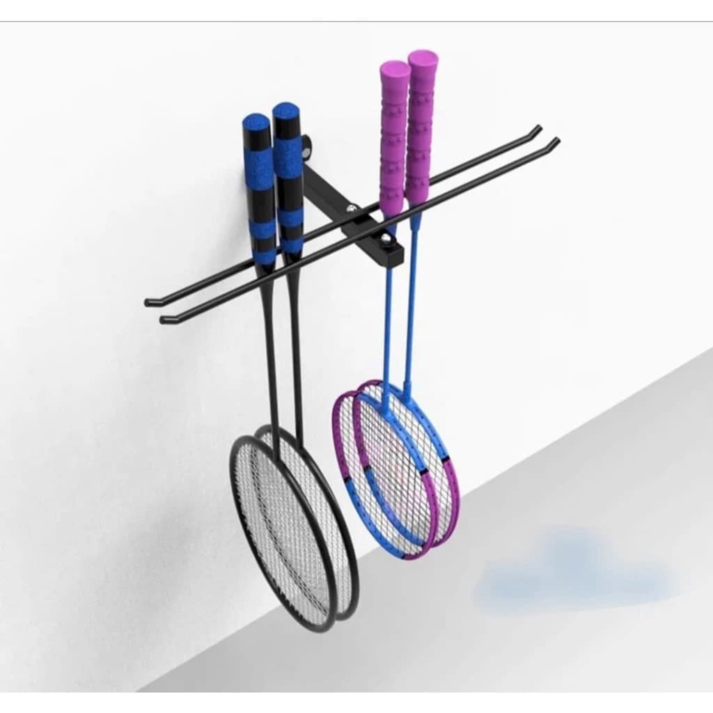 Trưng Bày Cửa Hàng Thể Thao Với Móc treo vợt cầu lông tháo lắp loại bắn vít chất liệu sắt sơn tĩnh điện | Sports store display