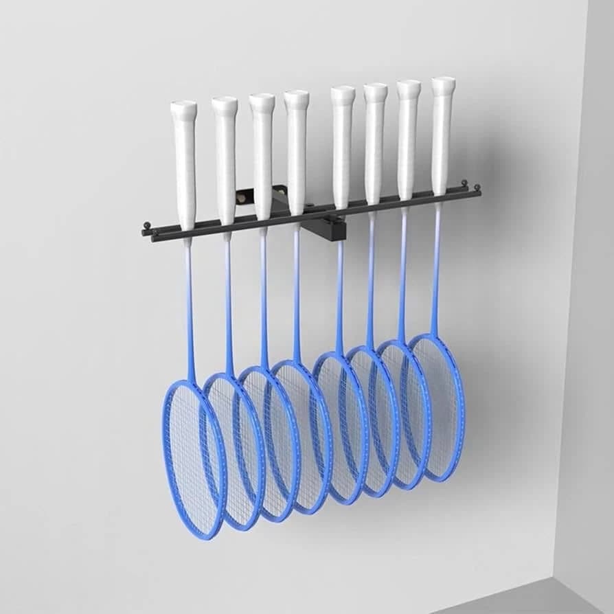 Trưng Bày Cửa Hàng Thể Thao Với Móc treo vợt cầu lông tháo lắp loại bắn vít chất liệu sắt sơn tĩnh điện | Sports store display