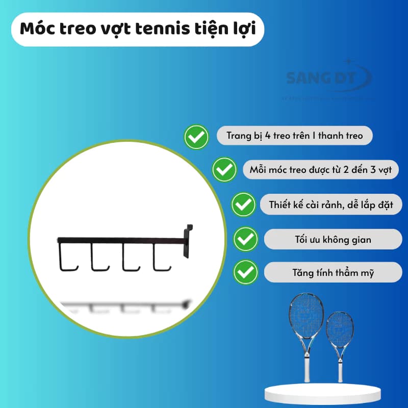 Trưng Bày Cửa Hàng Thể Thao Với Móc Treo Vợt Tennis Bằng Sắt Sơn Tĩnh Điện Cao Cấp | Sports store display