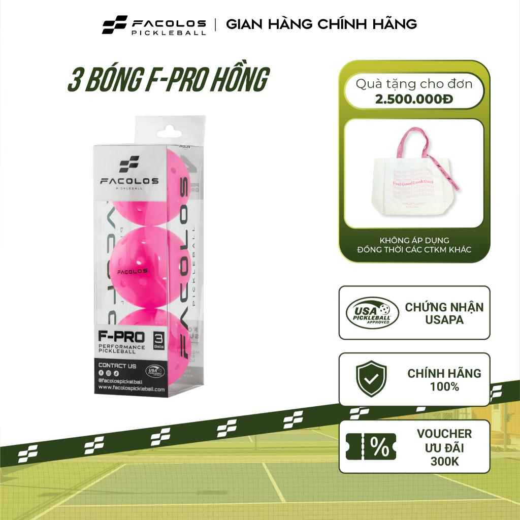 Bóng Pickleball Facolos F-Pro Performance - Hộp 3 Quả Màu 40 lỗ D74mm