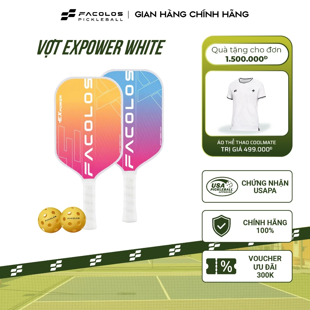 Vợt Pickleball Facolos Sport Series – ExPower White 14mm