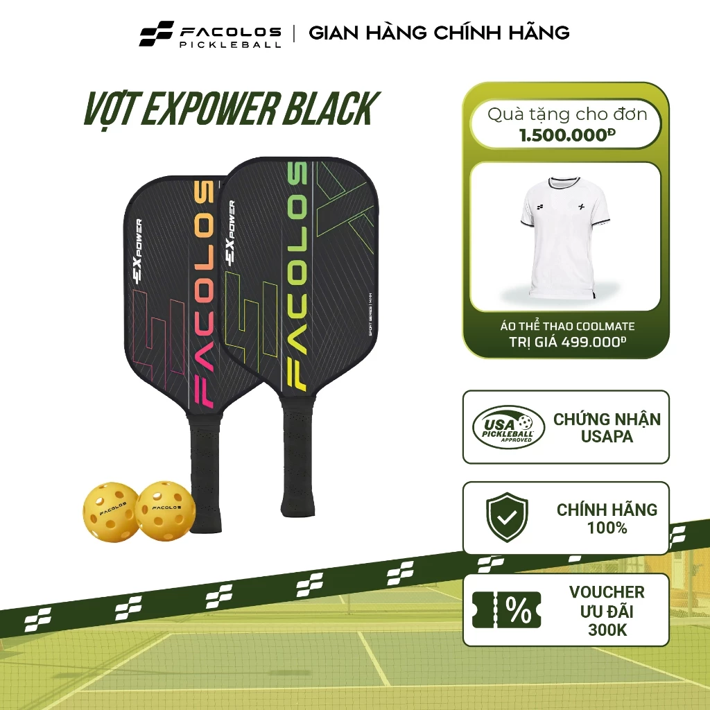 Vợt Pickleball Facolos Sport Series - ExPower Black 14mm