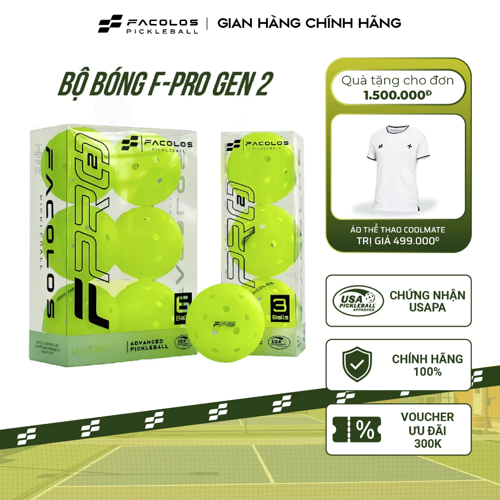 Bóng Pickleball Facolos F-Pro Gen 2 Performance - Hộp 6 Quả Màu 40 lỗ D74mm