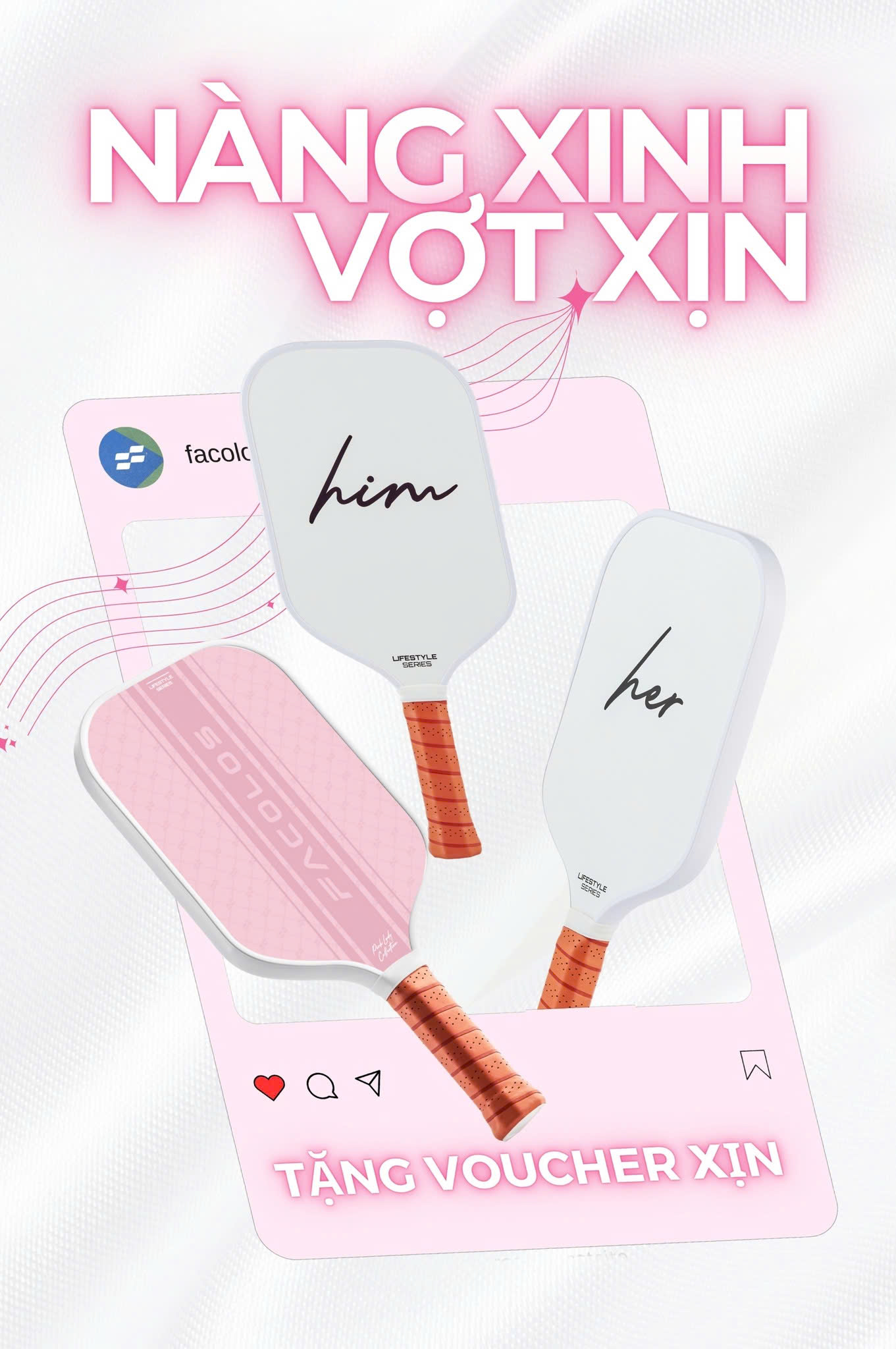 Vợt Pickleball Facolos LifeStyle 16mm Series Him & Her Collection