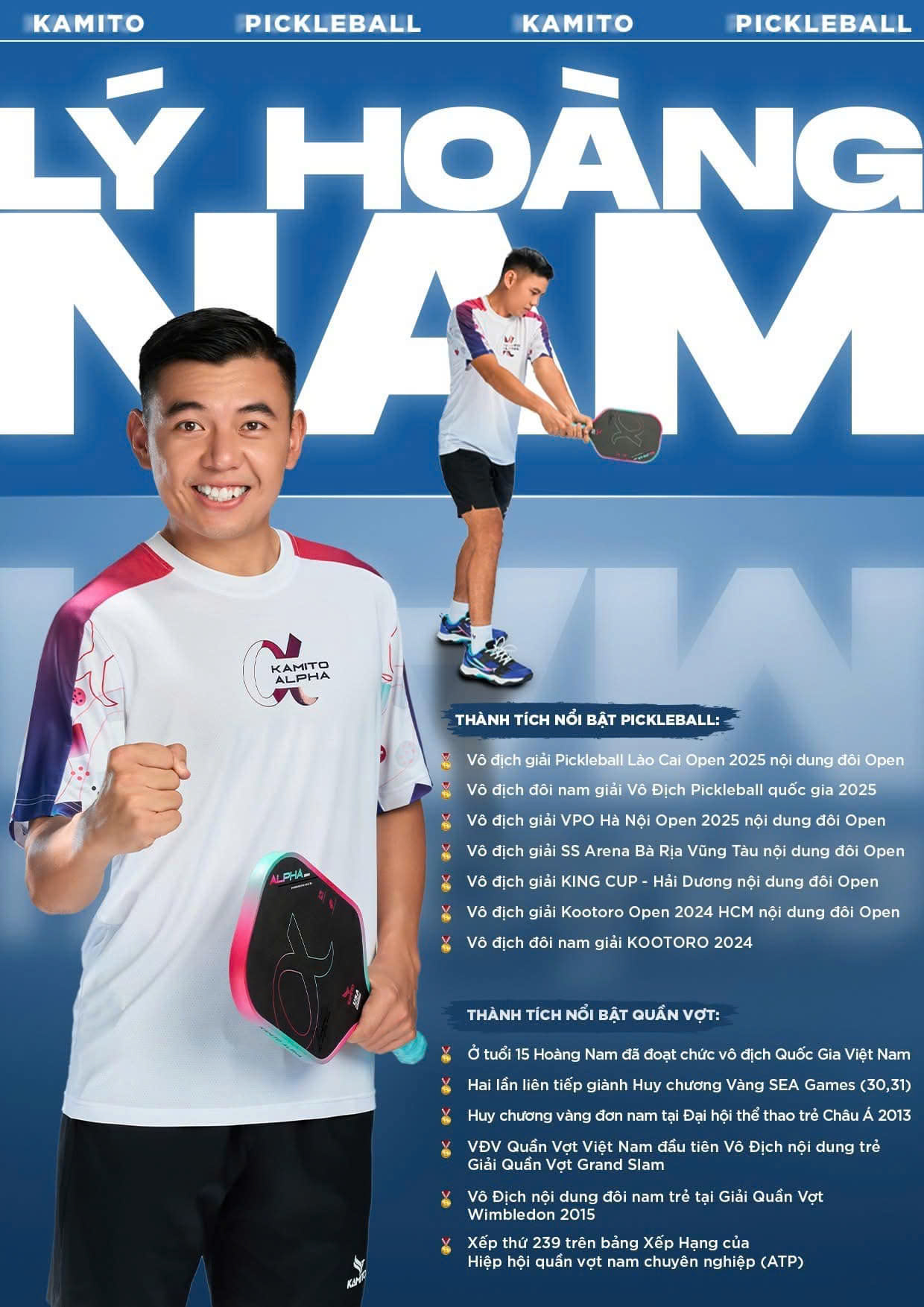 Vợt Pickleball Kamito Alpha α Lý Hoàng Nam