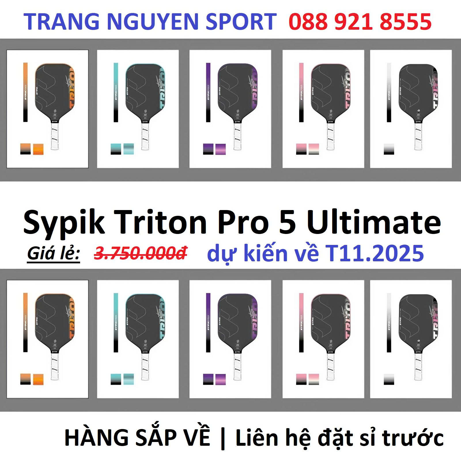 Vợt Pickleball Sypik Triton Pro 5 Ultimate - Màu Hồng