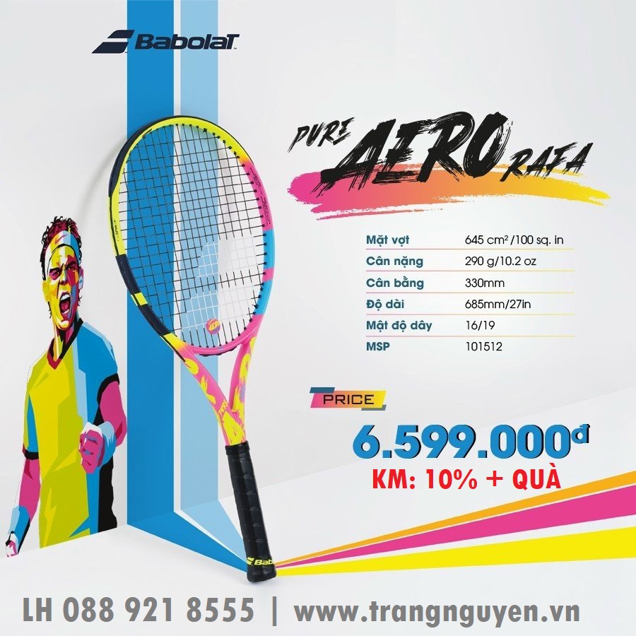 Vợt Tennis Babolat Pure Aero Rafa 2023 (290gr)