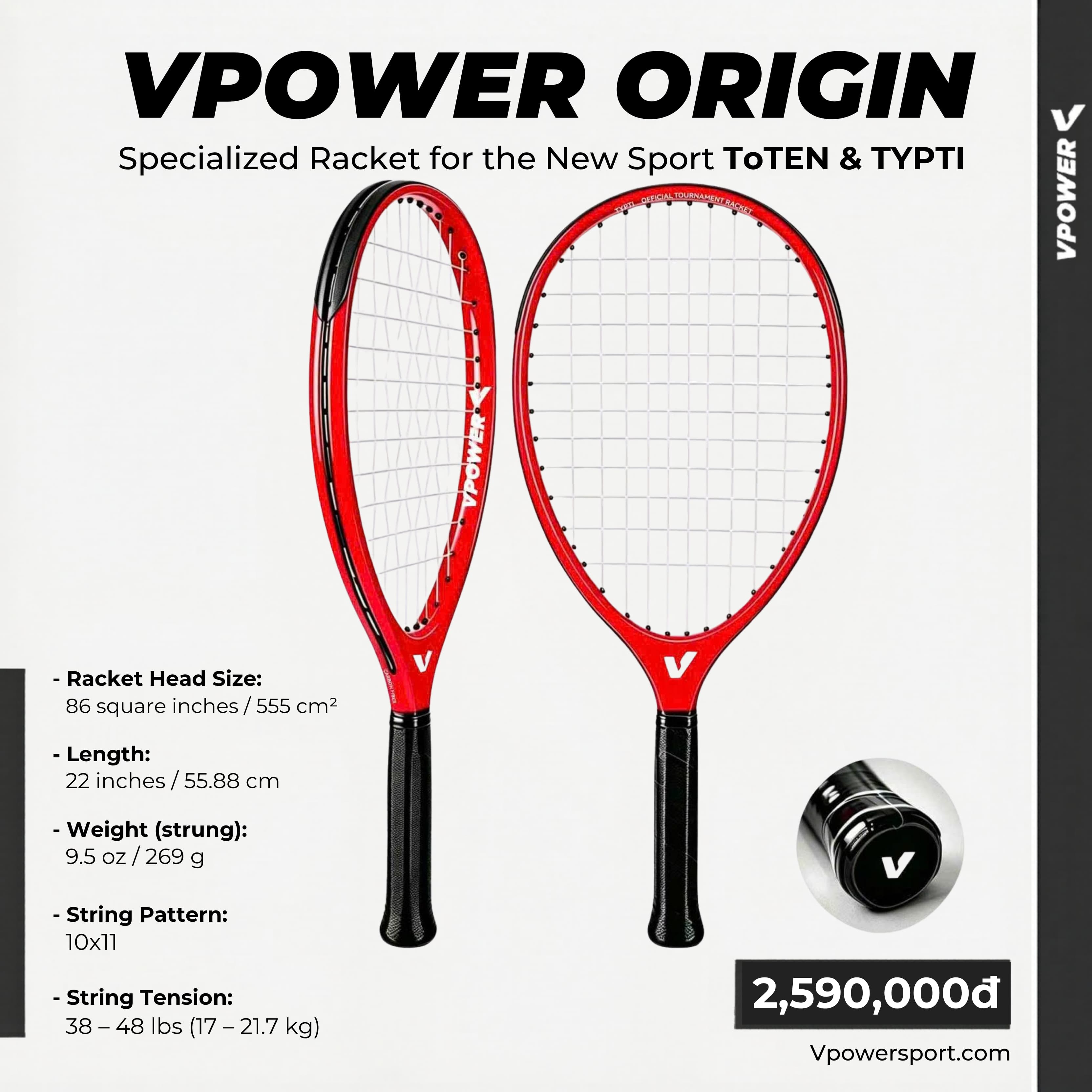VPOWER Origin Red Racquet For New Sport ToTEN & TYPTI