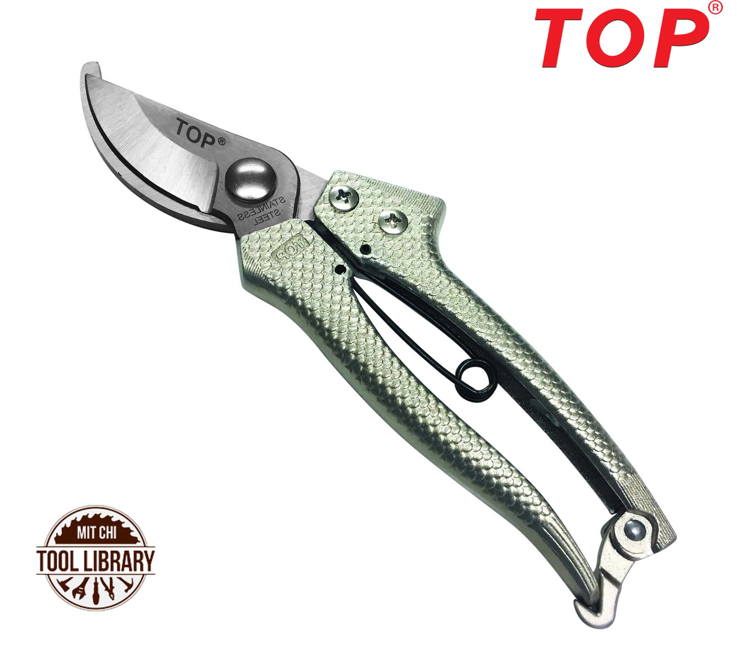 Kéo Cắt Cành Vảy Cá Mỏ Cong (Cán Bạc) - TOP