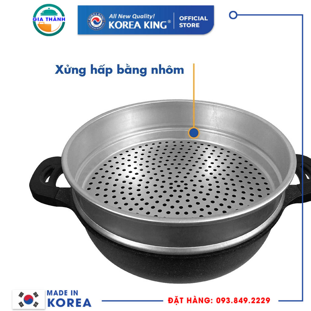 Chảo sâu 32cm quai kèm xửng hấp đa năng dùng cho các loại bếp -KW-32MSI