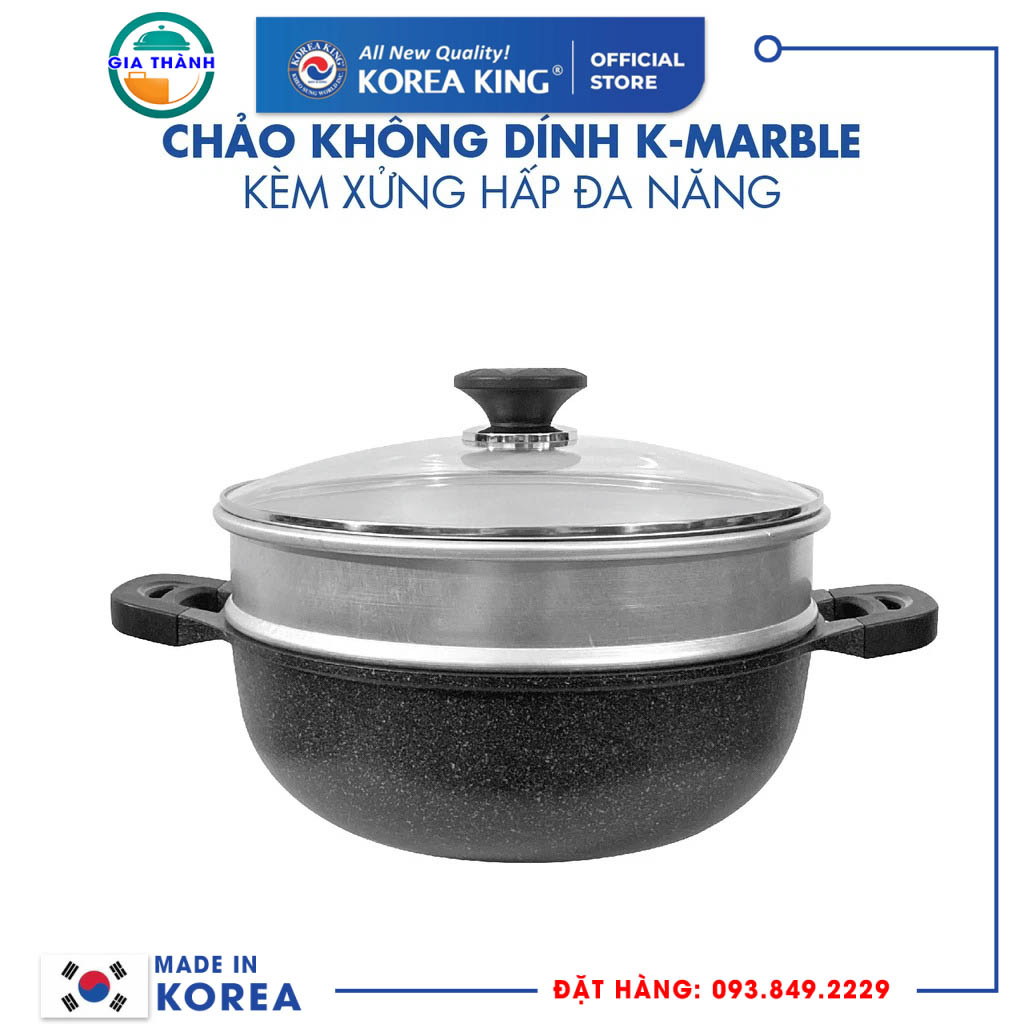 Chảo sâu 32cm quai kèm xửng hấp đa năng dùng cho các loại bếp -KW-32MSI