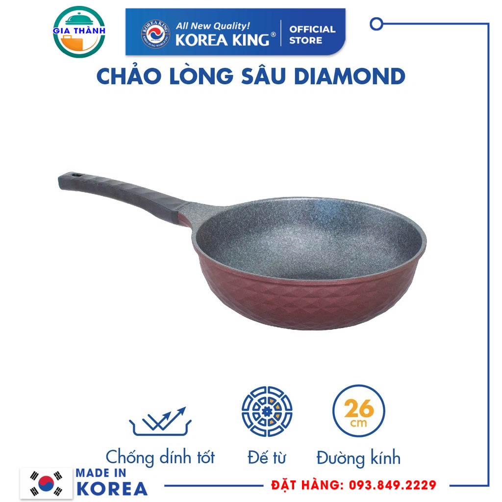 Chảo Diamond 26cm dùng cho các loại bếp  ( Lòng Sâu) - KW-26DI