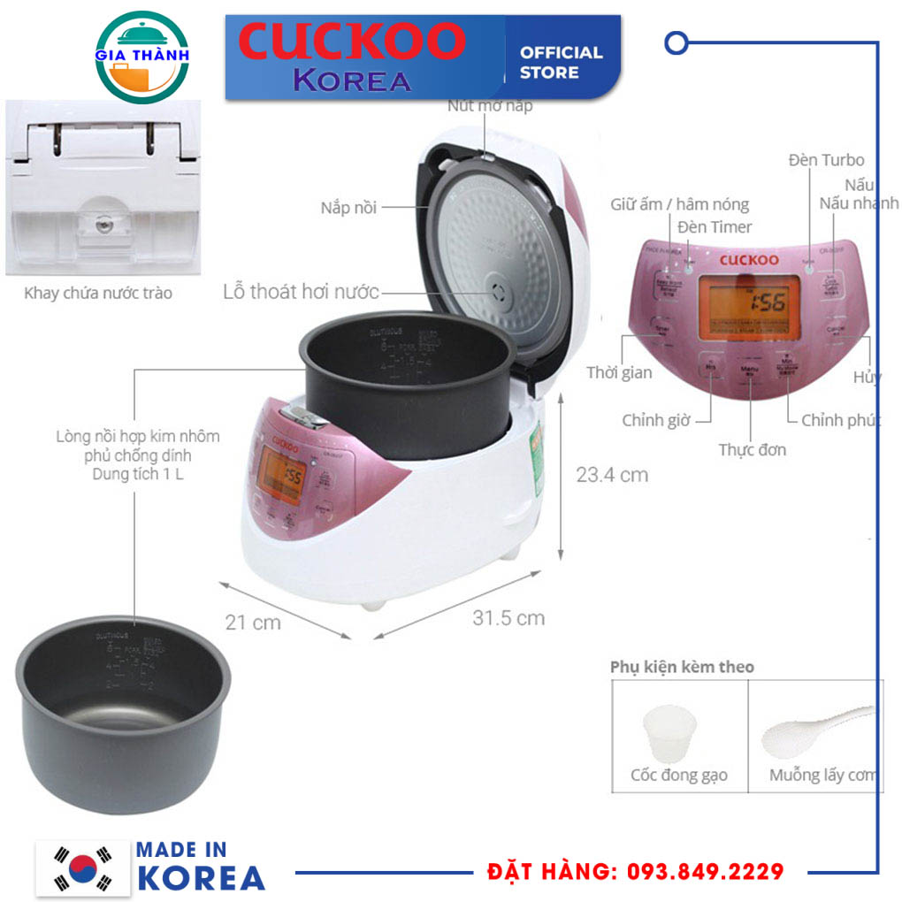 Nồi cơm điện tử Cuckoo 1 lít -  CR- 0631F