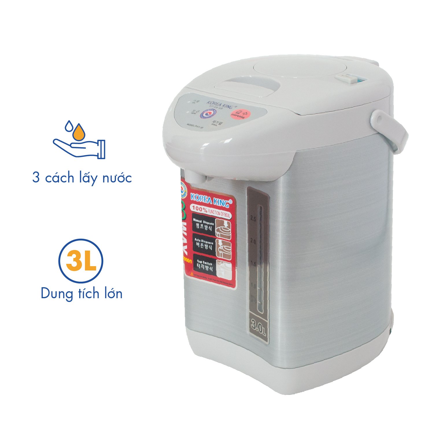 Bình thủy điện Korea King PHT-30 dung tích 3Lit