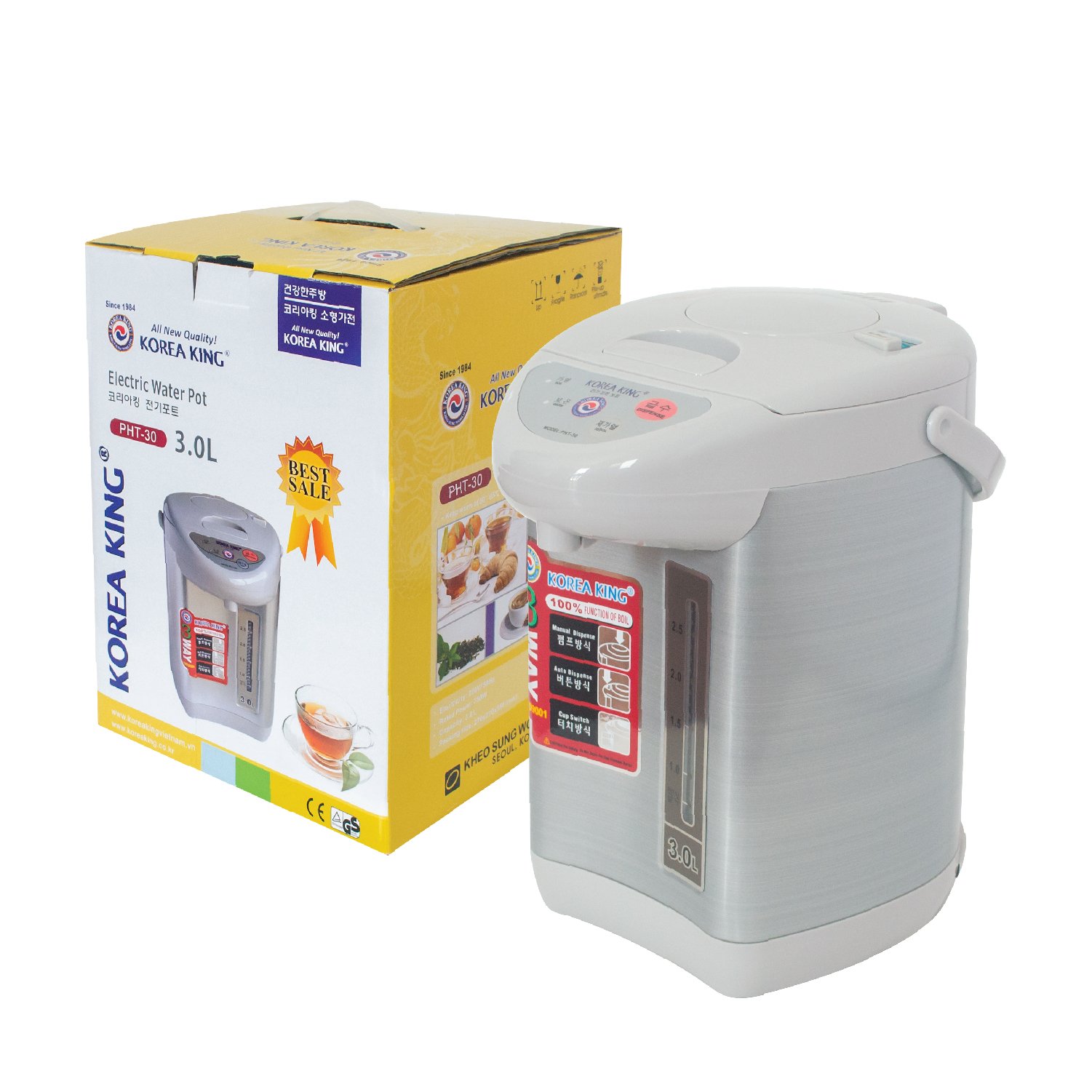 Bình thủy điện Korea King PHT-30 dung tích 3Lit