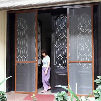 Cửa Lưới Chống Muỗi Dạng Lùa Màu Vân Gỗ