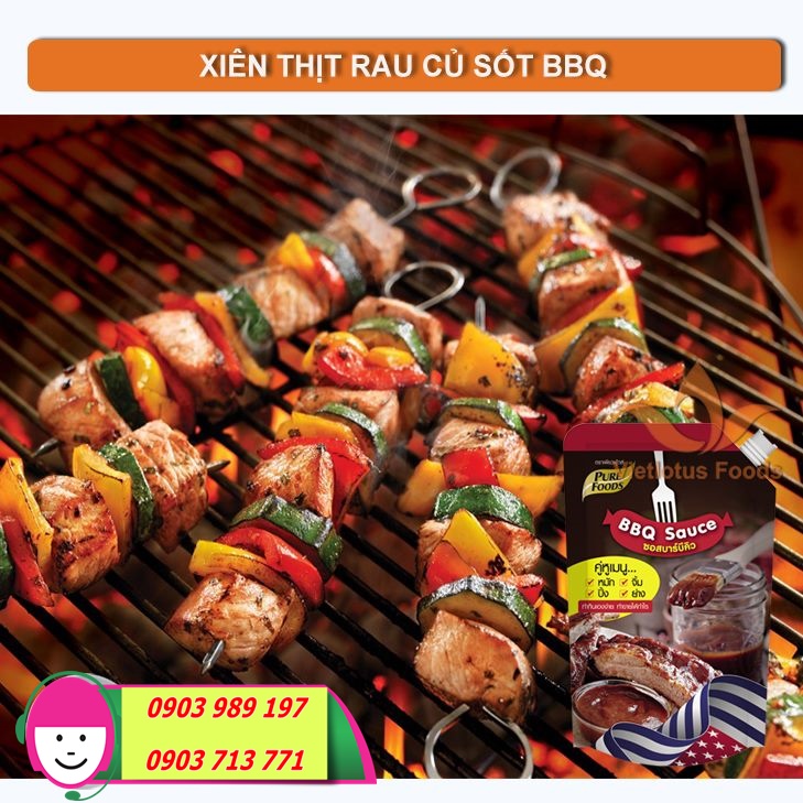 THỊT XIÊN RAU CỦ NƯỚNG SỐT BBQ