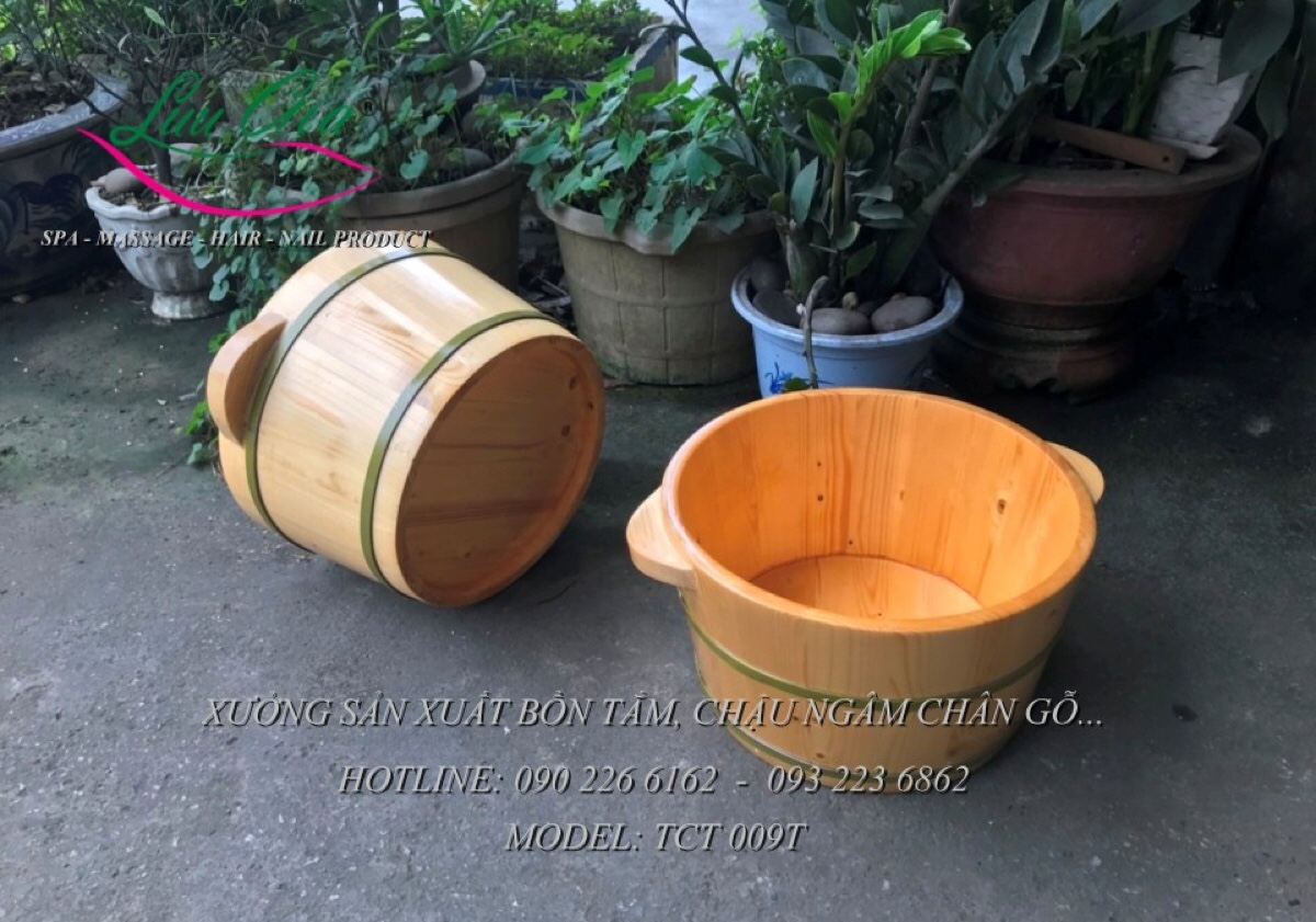 Chậu ngâm chân gỗ thông