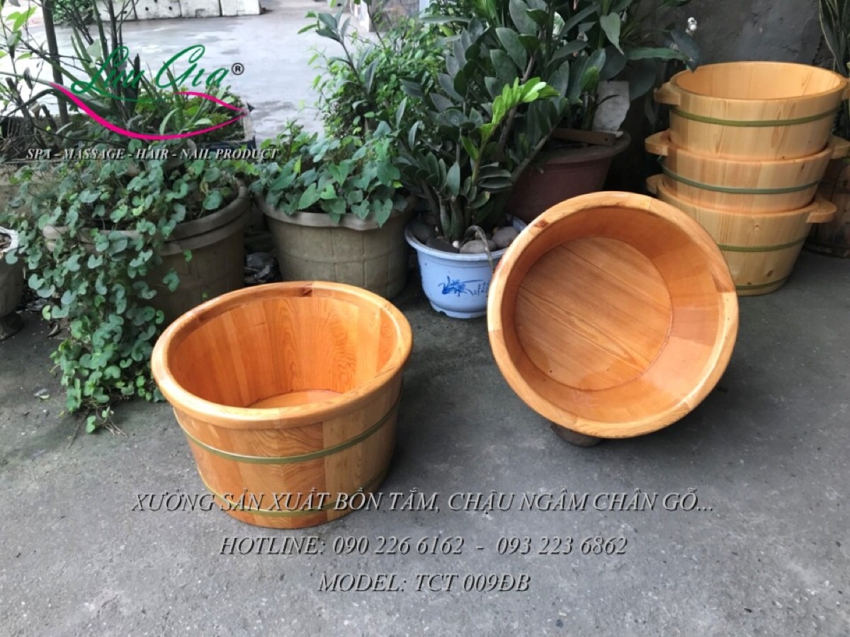 Chậu ngâm chân gỗ pơ mu