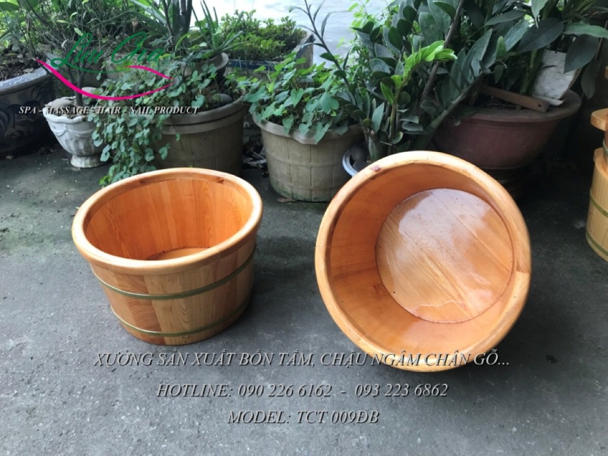 Chậu ngâm chân gỗ pơ mu