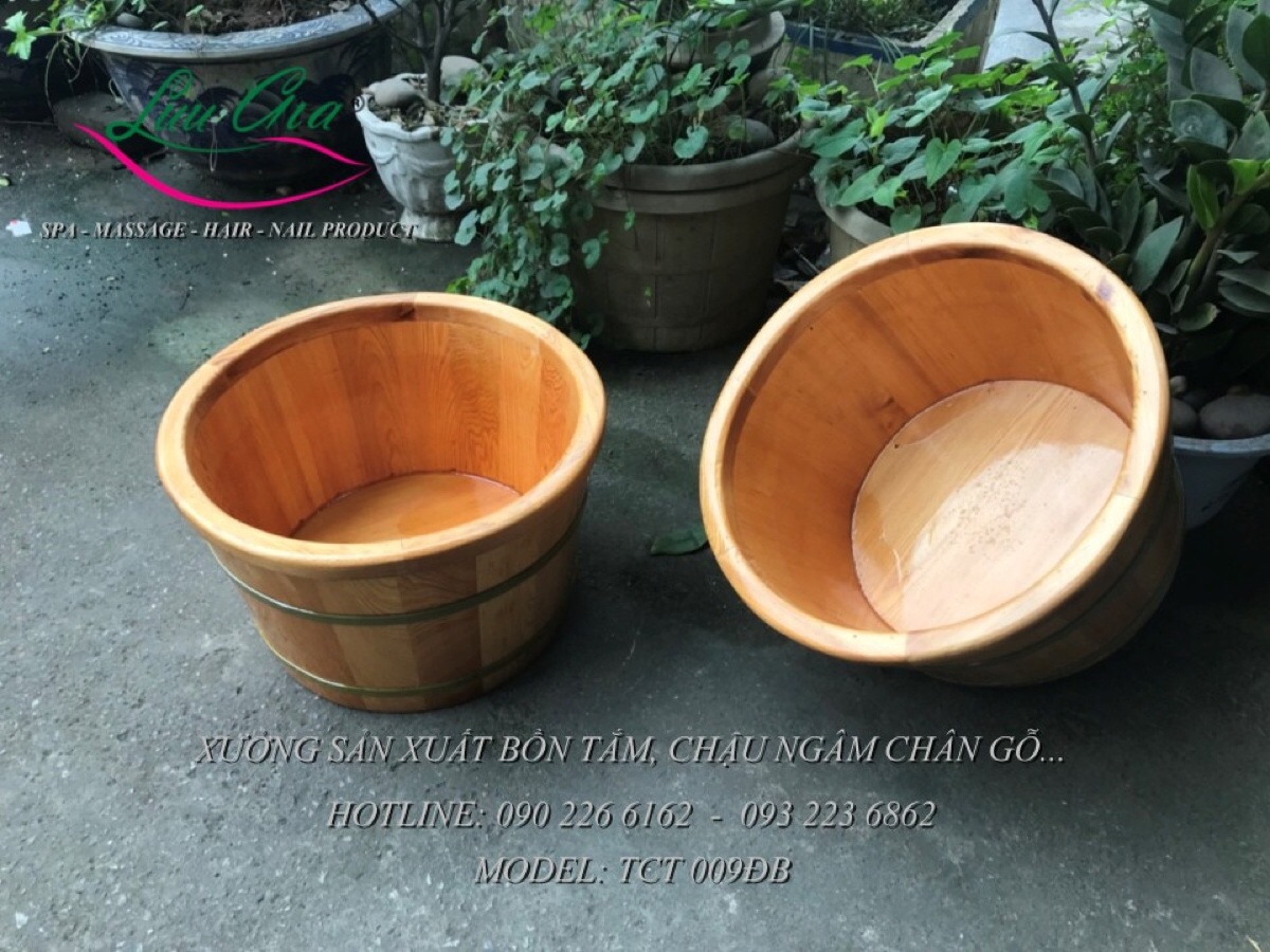 Chậu ngâm chân gỗ pơ mu