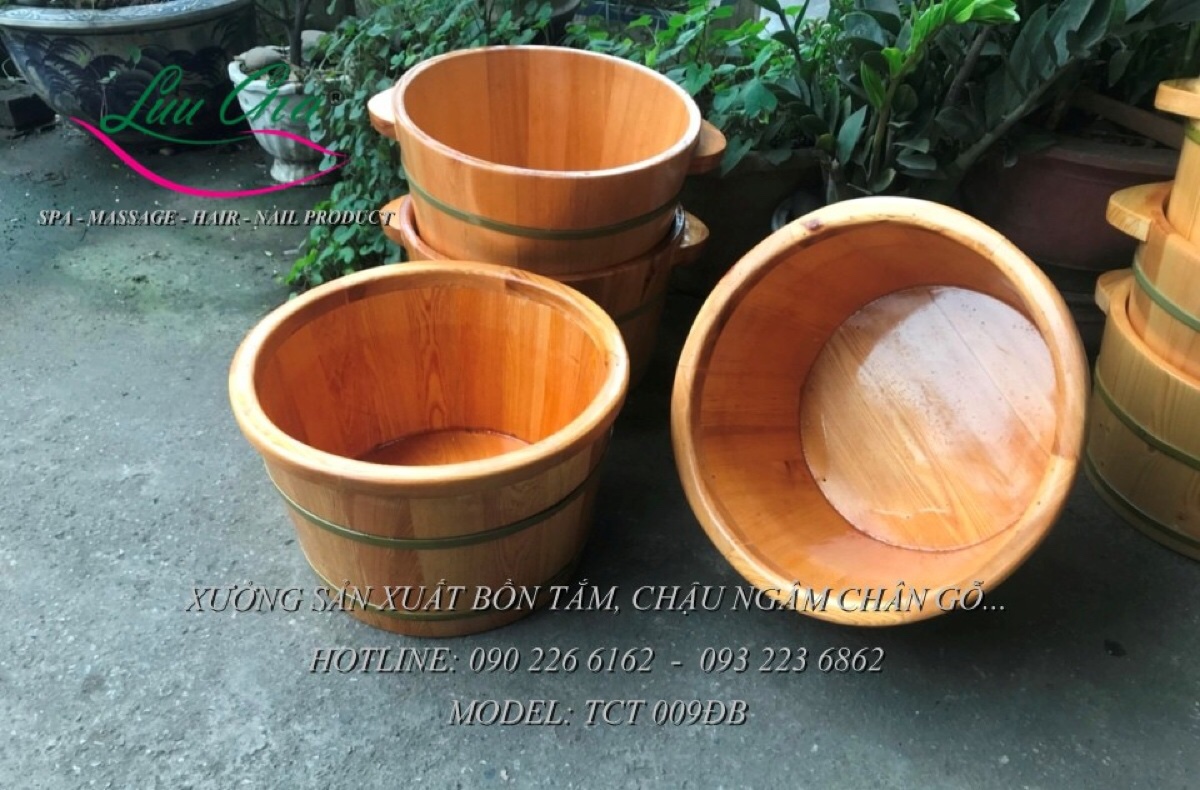 Chậu ngâm chân gỗ pơ mu