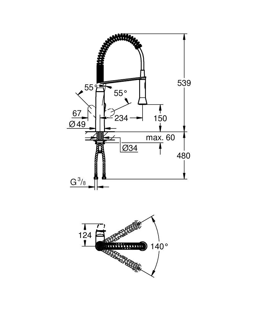 Vòi Rửa Bát Grohe K7 31379000 Nhập Khẩu