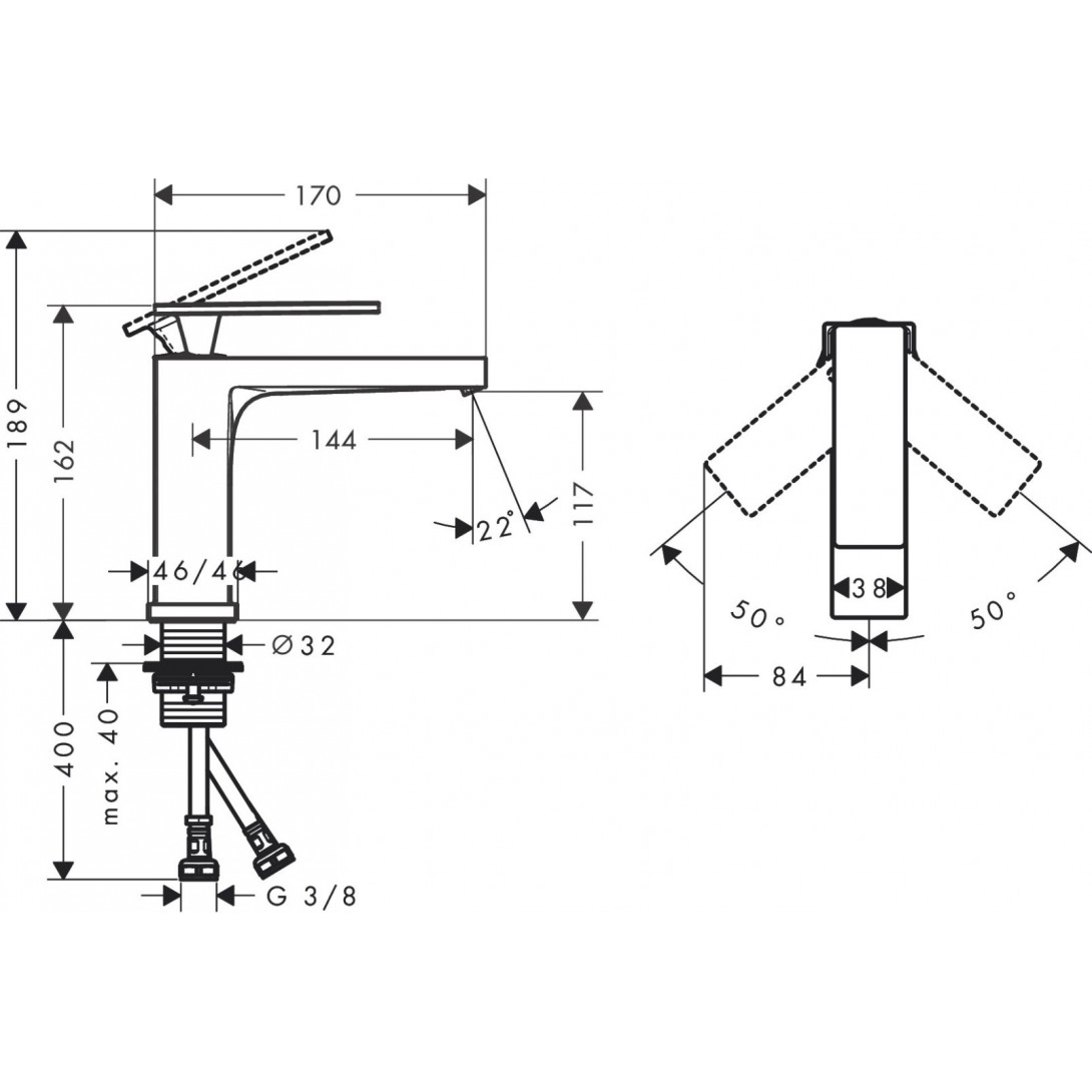 Vòi rửa mặt Hansgrohe Tecturis E 73011000 nhập khẩu