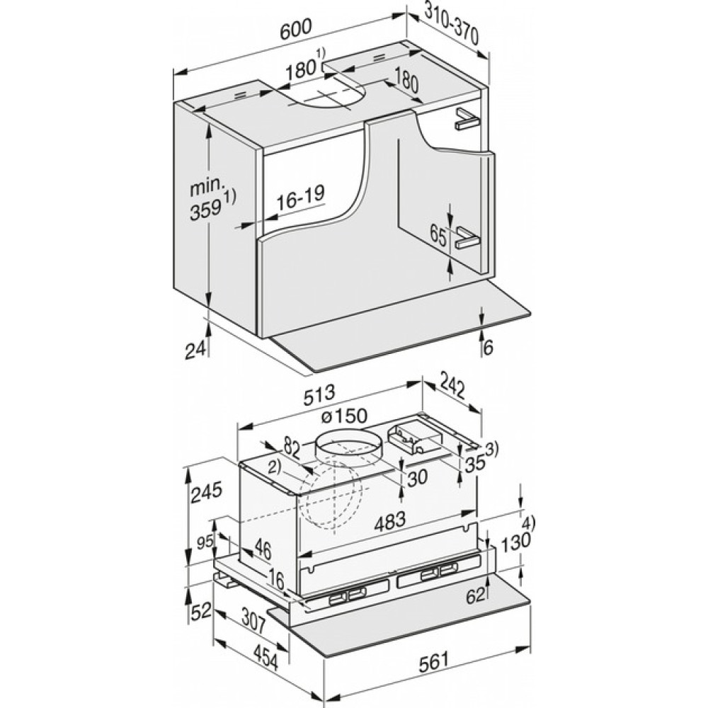 Hút Mùi Âm Đáy Tủ Miele DAS 4640 Có Kính