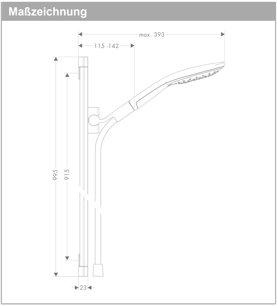 Bộ Sen Tay Hansgrohe 26626000 Raindance Select S 3 Chế Độ, Có Thanh Ray Trượt