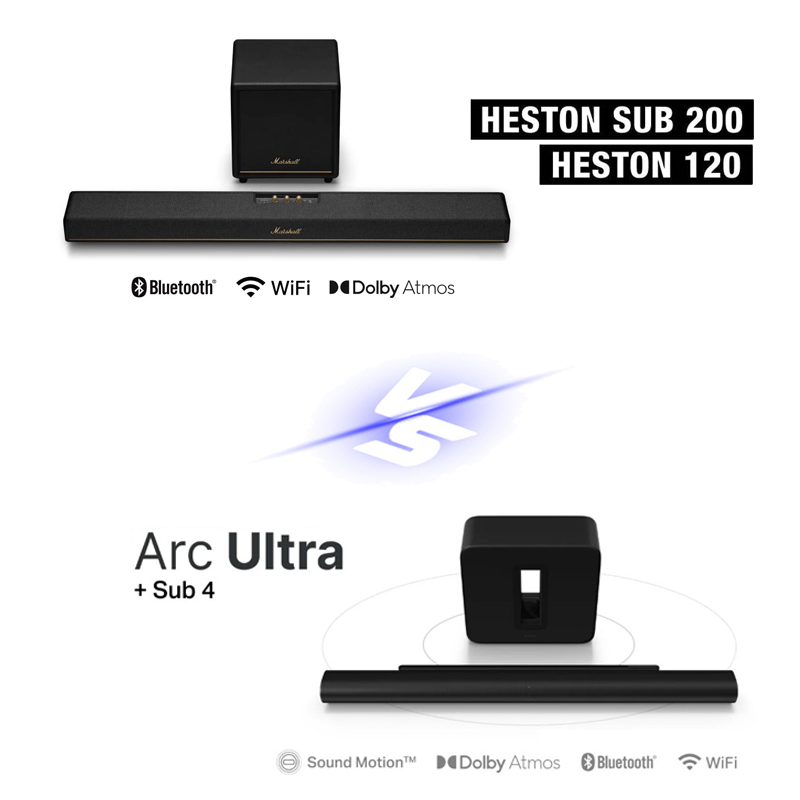 So Sánh Marshall Heston 120 & Sub 200 vs Sonos Arc Ultra & Sub Gen 4: Chọn 