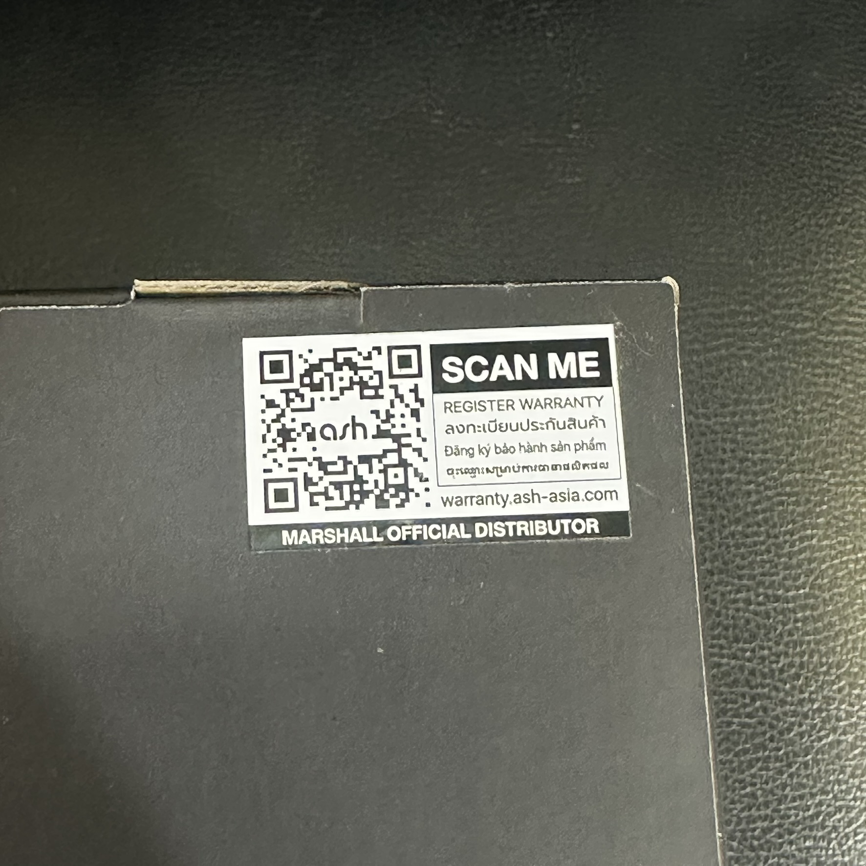 Tem QR đăng ký bảo hành Marshall ASH Vietnam warranty.ash-asia.com
