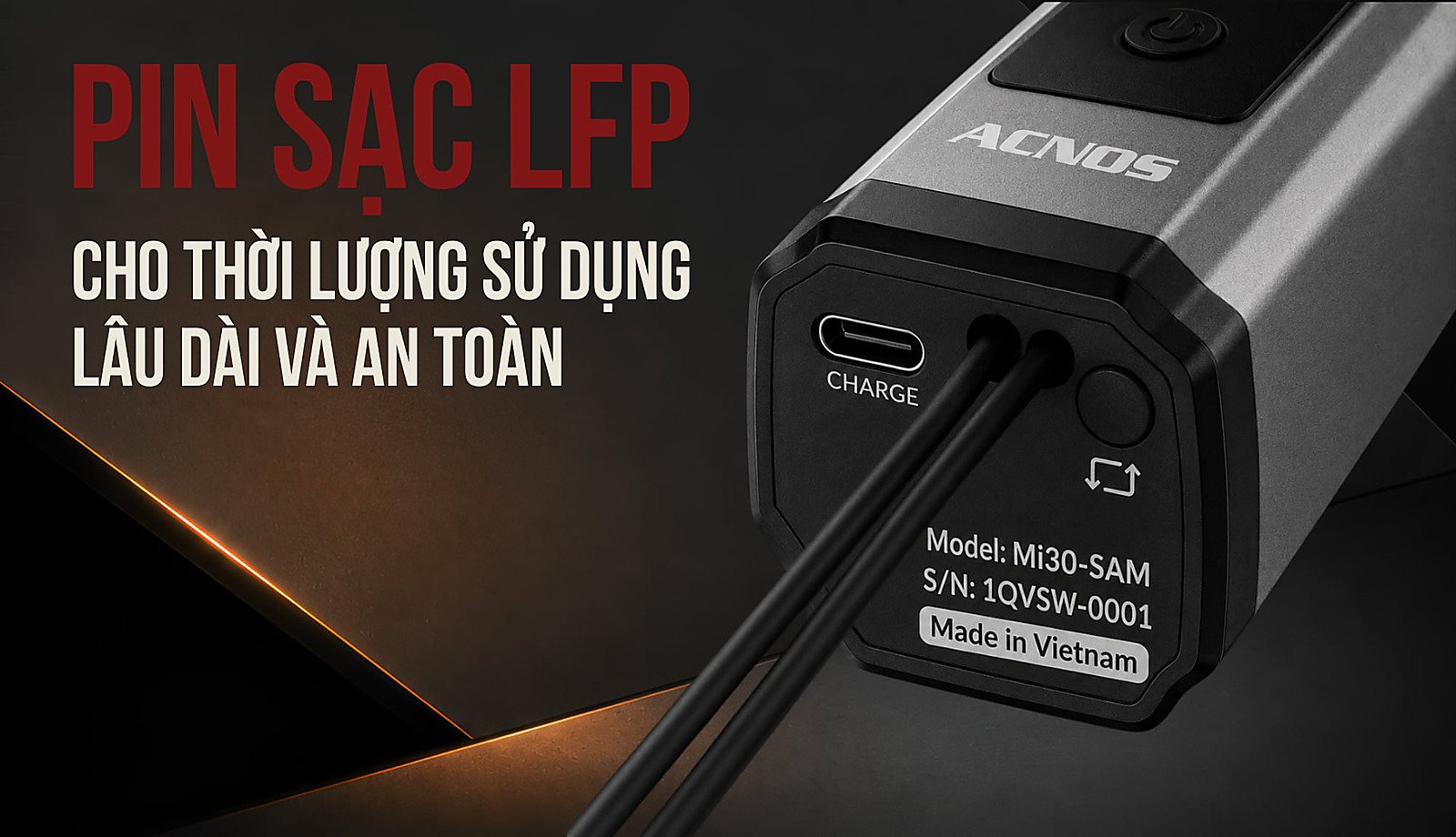 Pin sạc LFP tích hợp trên hộp thu SONCAMEDIA Mi30-SAM