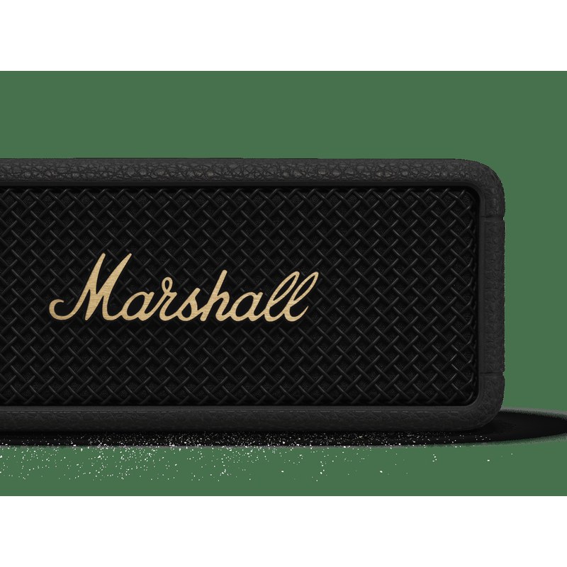 Cận cảnh logo và ê căng Marshall Emberton III tại Đại Nam Sky Music