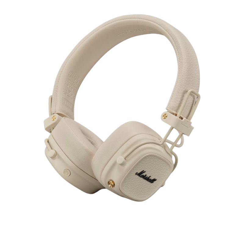 Tai nghe Marshall Major V màu Cream — bố cục nút Control knob và M-Button trên tai phải