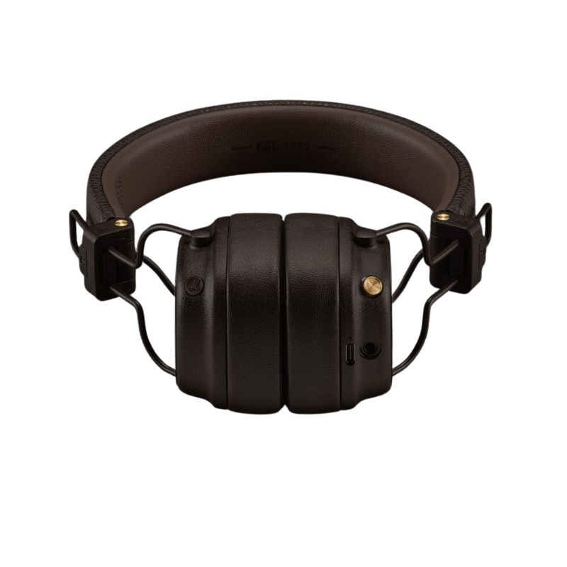 Marshall Major V Brown nhìn từ trước khi gập — thiết kế cổ điển chữ M đặc trưng Marshall