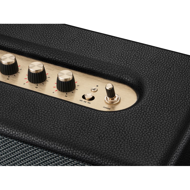 Cận cảnh bảng điều khiển Marshall Stanmore IV Black với nút M và các núm chỉnh tại Đại Nam Sky Music