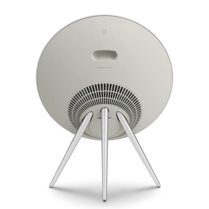 Beosound A9 Centennial Edition mặt sau - logo B&O 100 năm và chân nhôm bạc