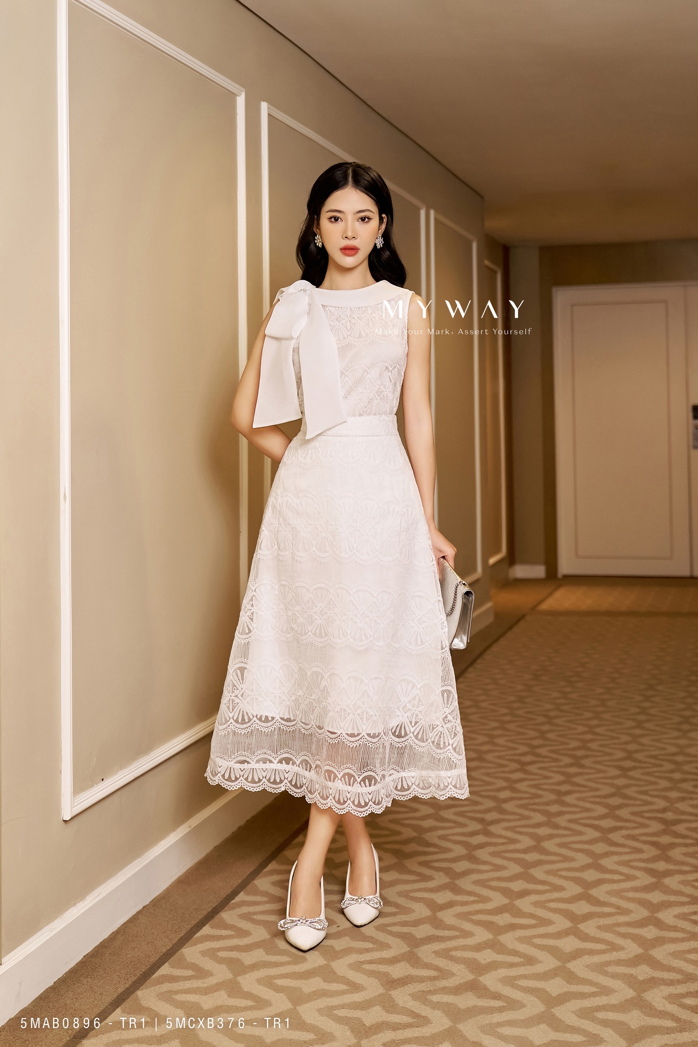 Váy xoè ren trắng tầng chân – V1448 – Topvay Fashion