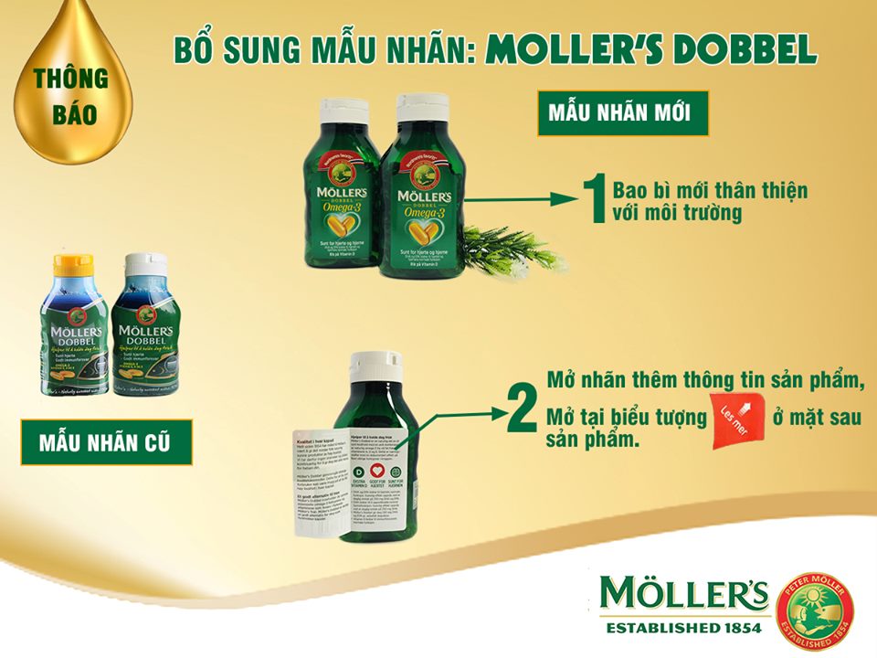 MOLLER'S DOBBEL OMEGA-3 - MẪU NHÃN MỚI - THÂN THIỆN MÔI TRƯỜNG!