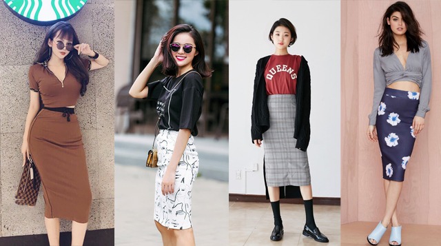 Mix áo thun với chân váy bút chì sao cho chất?