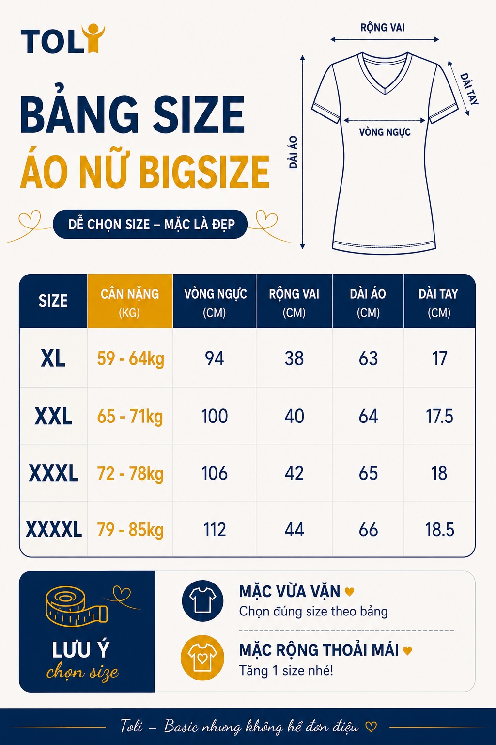 Áo cổ tim Bigsize TOLI