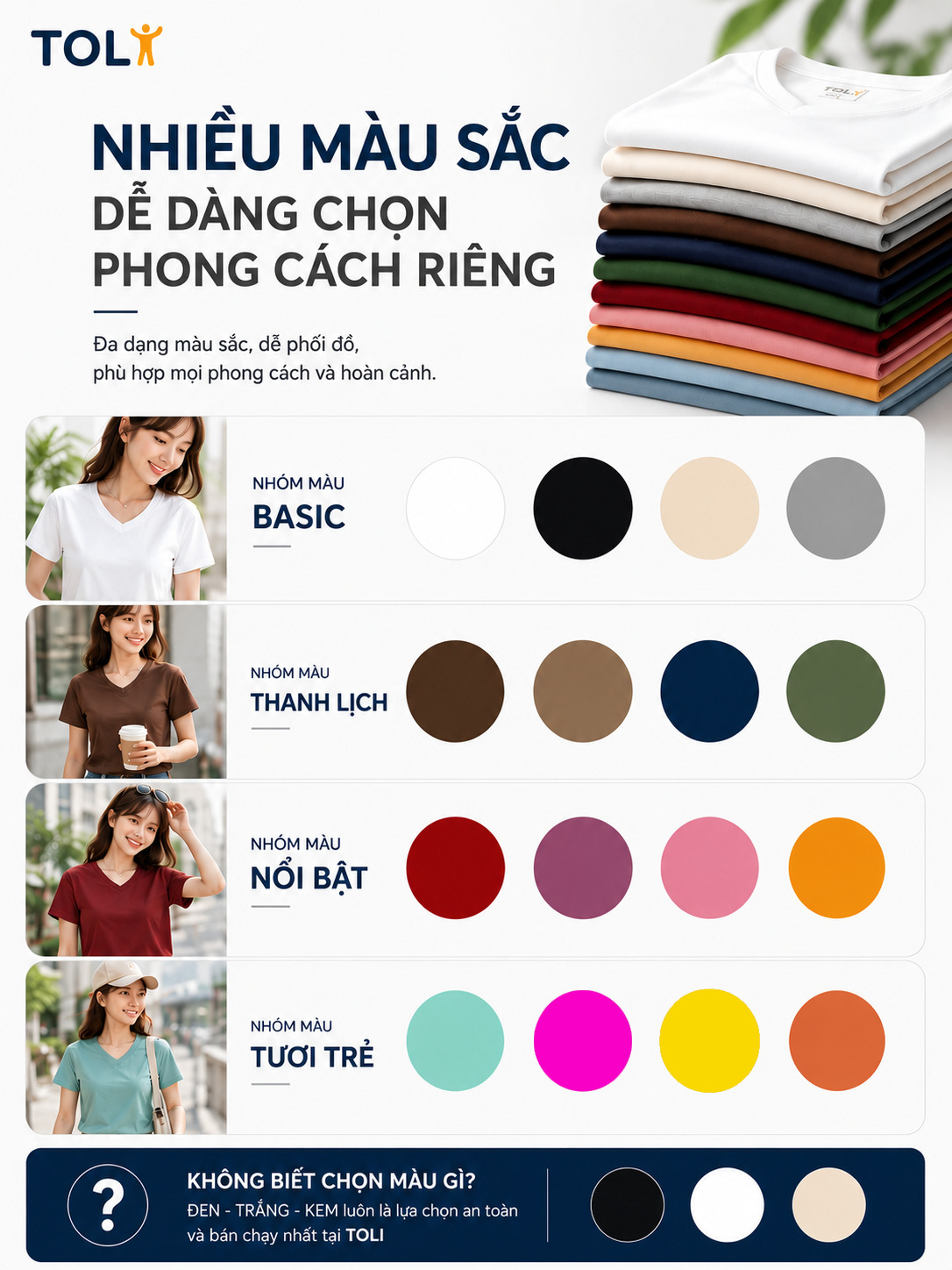 Hướng dẫn chọn màu áo TOLI