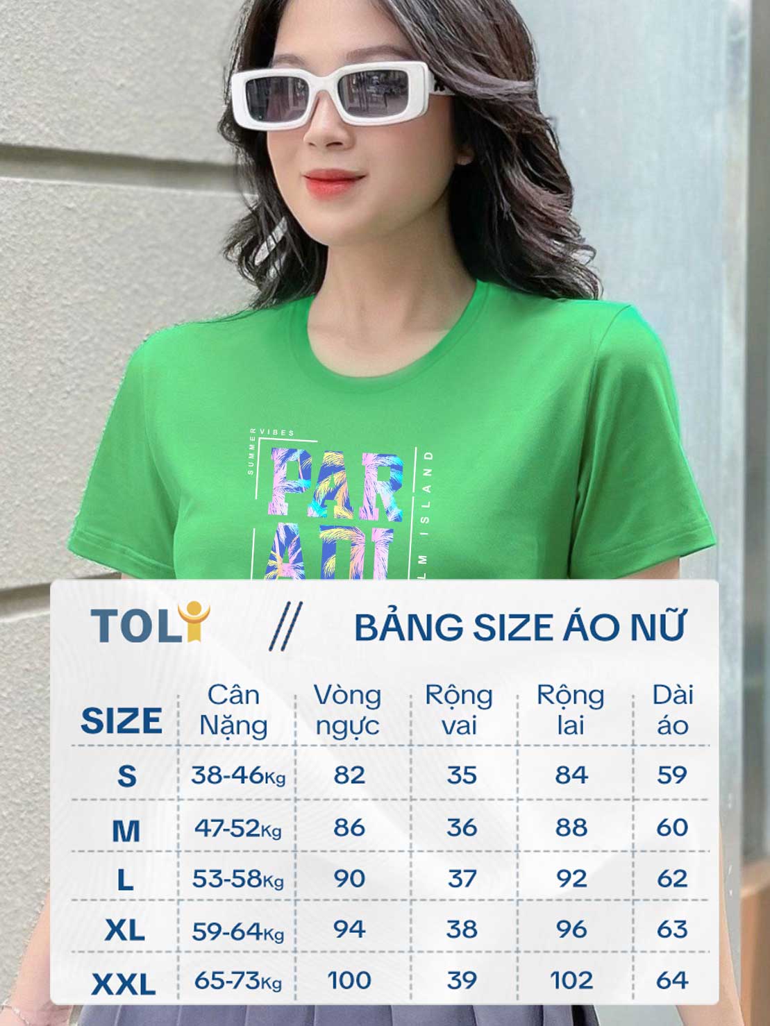 Áo thun nữ Cotton in màu Xanh Lá 04bP-PAR