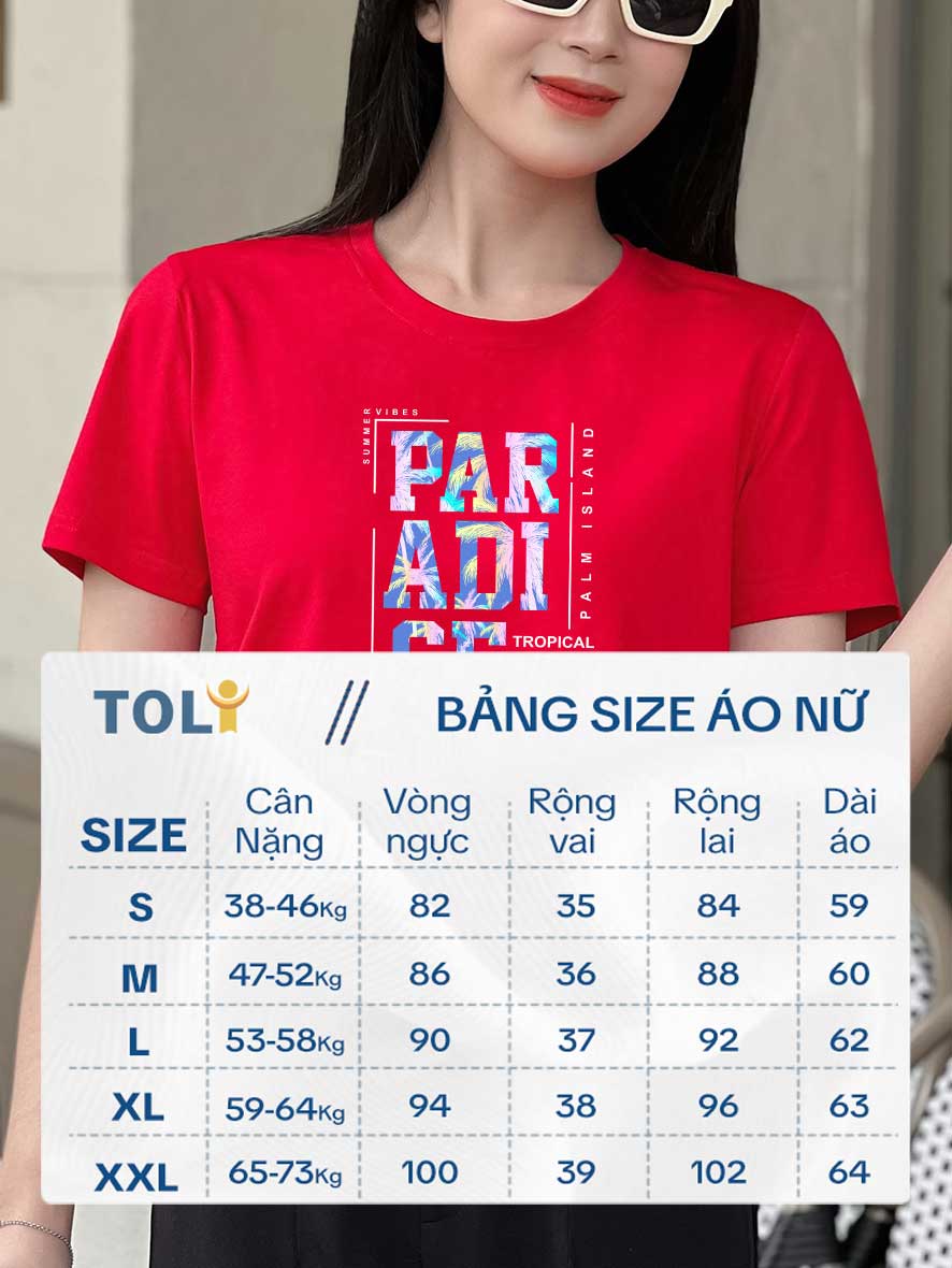 Áo thun nữ Cotton in màu Đỏ 05bP-PAR